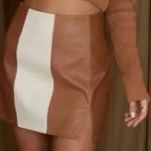 12th Tribe Tan and Cream Mini Skirt